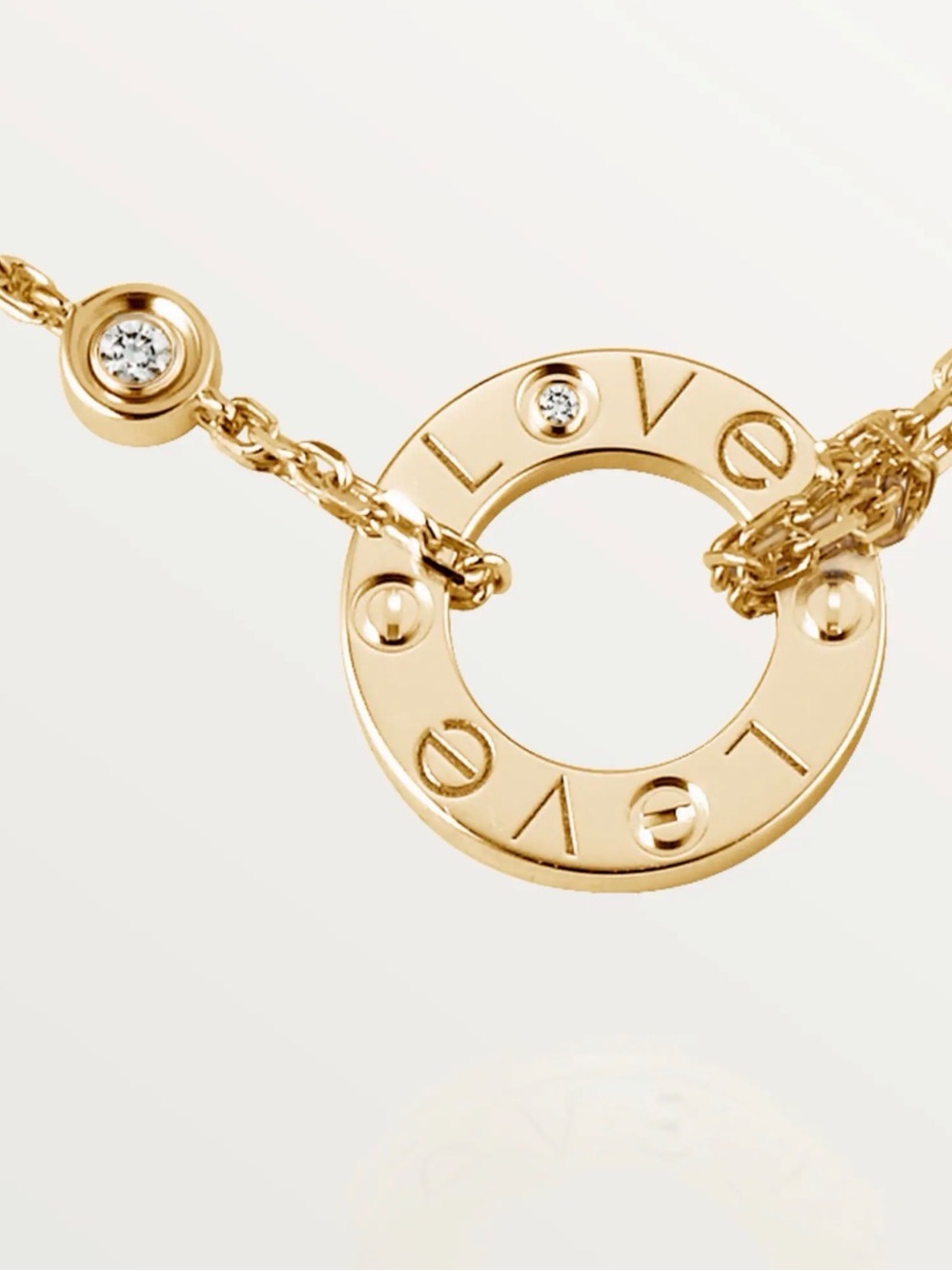Cartier Gold 'LOVE' Circle Pendant Necklace with Diamond Accent